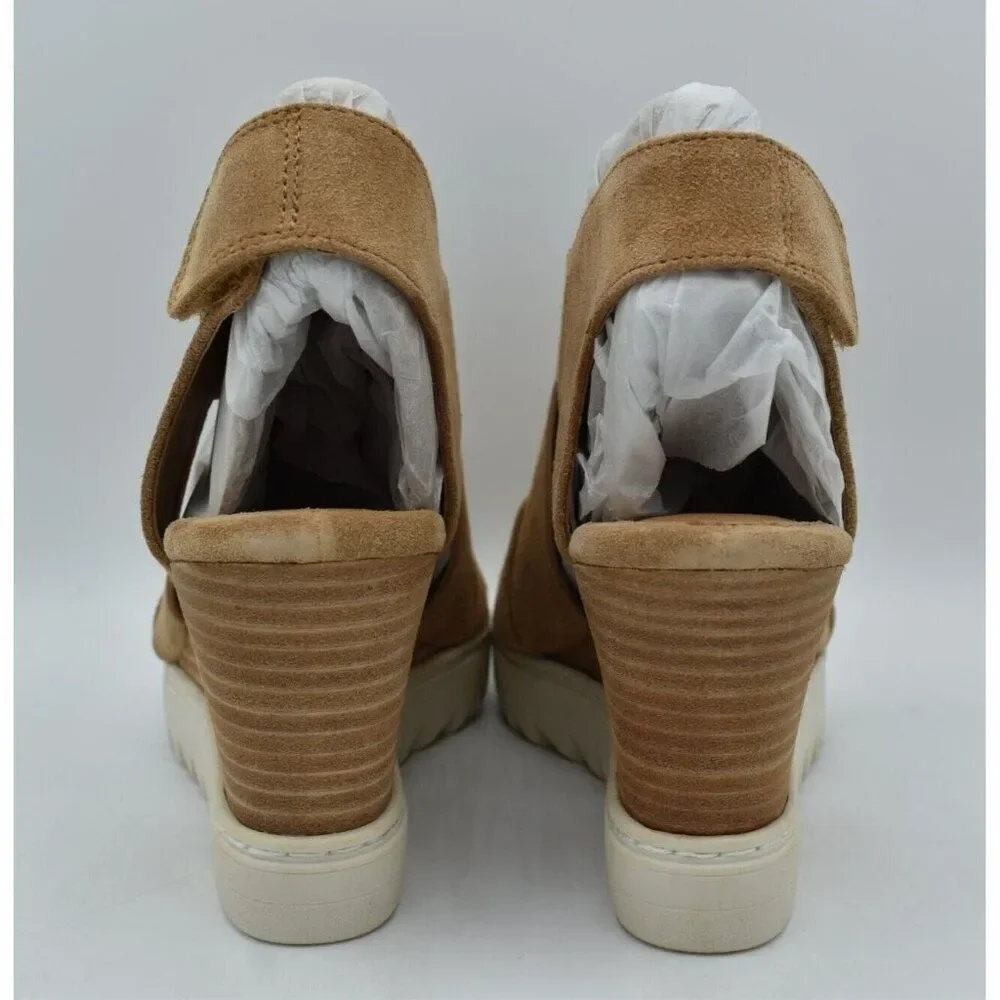 Sofft Womens Size 11 Uxley Desert‎ Suede Platform Wedge Open Toe Sandals Shoes